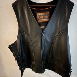 Black Leather Vest by Daniel Smart
